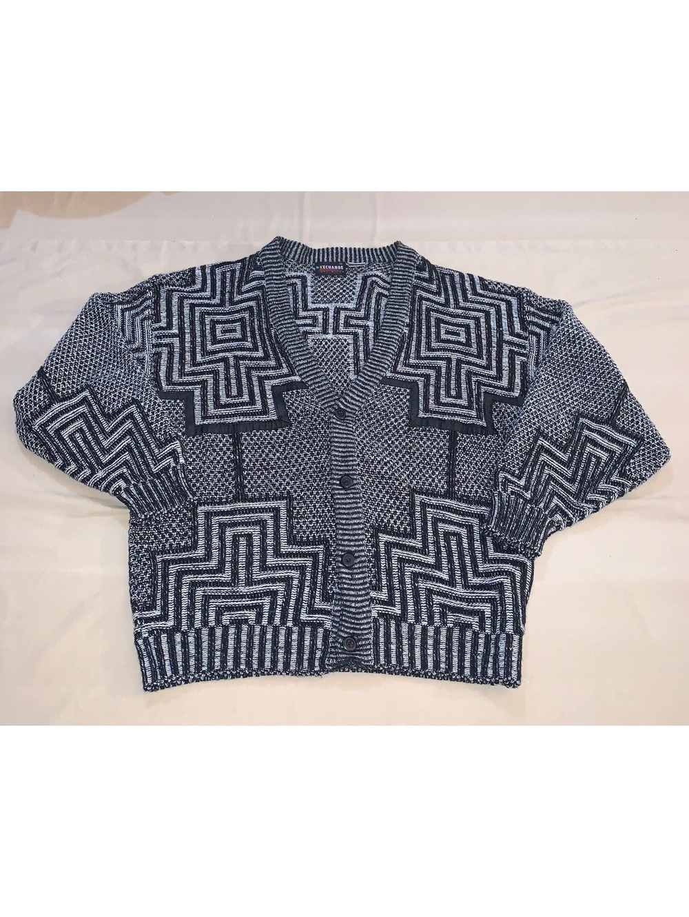 Exchange Unlimited Black and White Pattern Cardigan Sweater